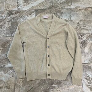 Vintage Maxam Cardigan Sweater Mens M V-Neck Yellow Wool Blend Grandpa Grunge